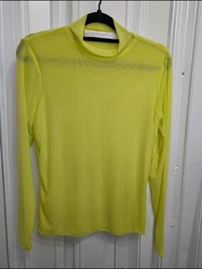 Neon Yellow Long-Sleeve Mock Neck Tee